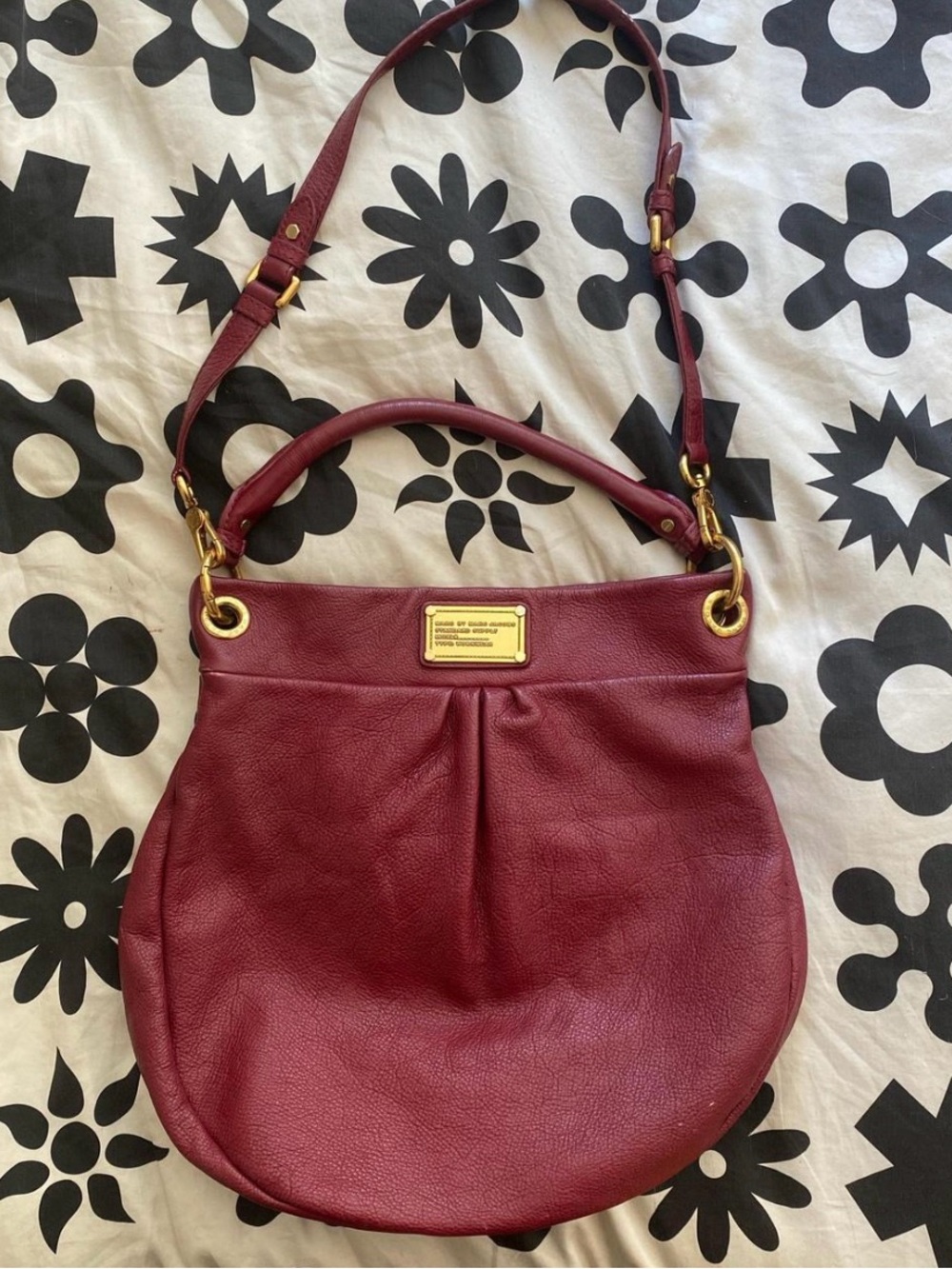 Marc by Marc Jacobs Wine Red Pebbled Leather Shoulder Hobo